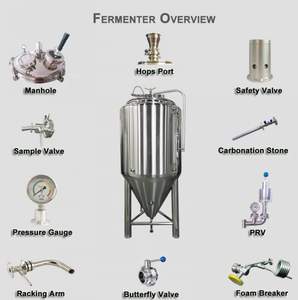Peralatan fermentasi komersial 1000L glikol tangki fermentasi cuka fermenter kerucut terpasang - Product Image 6