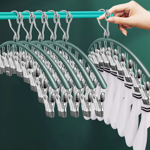 Porte-chaussettes incurvé avec 10 pinces pour sécher les chaussettes et les vêtements, pinces à linge pour sécher les sous-vêtements et les chaussettes des enfants. - Product Image 1