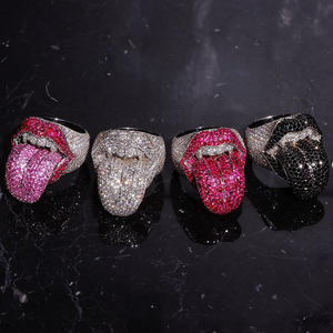 Pass Diamond <span class=keywords><strong>Tester</strong></span> Hiphop Sexy Tonglippen Ring Custom 925 Sterling Zilver Vvvs Moissanite Iced Out Lik Of Death Ring - Product Image 5