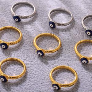 Impermeabile senza appannamento 316L acciaio inossidabile placcato oro 18K smalto blu anello moda olio goccia anello occhio <span class=keywords><strong>diavolo</strong></span> <span class=keywords><strong>accessori</strong></span> - Product Image 6