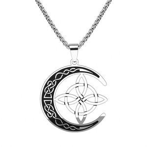 Collier de lune irlandaise avec pendentif nœud évidé en acier inoxydable thème Viking nordique pour hommes - Product Image 6