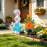 Decorazione Pasquale da Giardino a Tema Coniglietto, Insegna in Metallo Resistente per Prato Esterno Primaverile