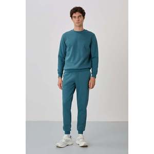 Ensemble de survêtement pour homme Air Jones en coton brossé vert forêt, tissu 3 fils, confortable et élégant pour le sport - Product Image 4