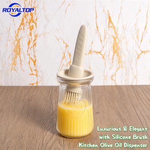 Dispenser di Lusso in Vetro Ultra-Trasparente per Olio d'Oliva, Miele e Uova con Grande Pennello in Silicone per Cucinare, Grigliare e Cuocere al Forno - Product Image 2
