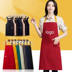 Custom Plainadjustable Water Resistant Printed Logo Black Polyester Cotton Cooking <b>Kitchen</b> <b>Aprons</b> for Women - Product Image 1