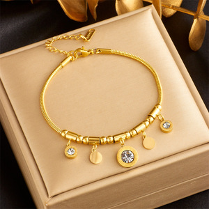 European and American Fashion Elegant Women's Light Luxury Zircon Jewelry Bracelet Necklace Round Brand Pendant Beaded <b>Chain</b> - Product Image 3