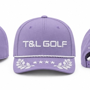 <b>Waterproof</b> 5 Panel Semi-Structured <b>Golf</b> Cap Custom Logo Rope Cord Embroidered Snapback <b>Golf</b> <b>Hat</b> Pastel Colors for Men - Product Image 6