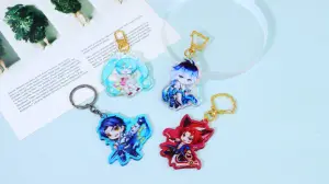 Custom Printed Glitter 3D Anime Acrylic Keychain Plastic Keyring With Epoxy Design Resin Jewelry For Key Gift
