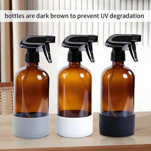 ขวดสเปรย์แก้วสีเหลืองอำพันทรงกลมใสขนาด250มล. 500มล. พร้อมปั๊มและปลอกซิลิโคนสำหรับครีมดูแลผิว - Product Image 5