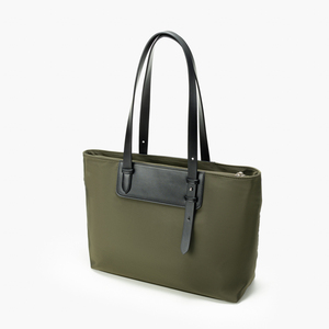 Sac fourre-tout en nylon vert olive, imperméable, sac à bandoulière, fermeture éclair, grande capacité, motif uni, doublure en polyester pour le bureau - Product Image 3