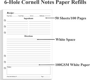 Papel de Notas <span class=keywords><strong>Cornell</strong></span> A4, Papel de Hojas Sueltas con 3 Orificios, 100 Hojas/200 Páginas, 100 g/m², Blanco, 8.5'' x 11'' - Product Image 5
