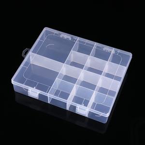 Caja de almacenamiento de plástico transparente, 14 compartimentos, tapa desmontable para joyería, herramientas de abalorios, organizador de escritorio, capacidad de 1L - Product Image 3