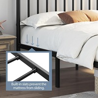 Cadre de lit plate-forme en fer forgé noir moderne avec rangement Lits en métal de style hôtel pour chambre à coucher