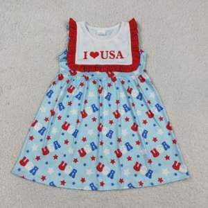 Robe décontractée pour filles, style étoile A-Line, respirante et mignonne, collection RTS Boutique 4th of July I LOVE USA - Product Image 4