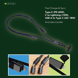 Hight Chất Lượng 4 Trong 1 An Toàn Khóa Điện Thoại Dây Buộc Dây Đeo Chống Mất Nylon Bện Pd 60W Nhanh Chóng Sạc Loại C USB Điện Cáp Dữ Liệu - Product Image 5