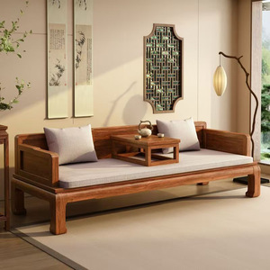 Chinese Style Luohan Bed Solid Wood <b>Sofa</b> With Tea Table Living Room Tatami Bed Convertible Furniture - Product Image 4