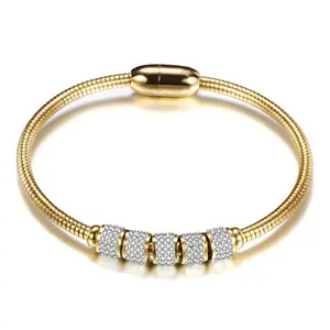 Einfaches Design Weiß/Rose/18 Karat Gold Kristall Micro Pave CZ Zirkon Perlen Schlangen kette anpassen Tennis Armband