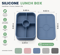 Boîte à lunch en silicone de qualité alimentaire, personnalisable en gros, étanche, pour bébés, enfants et adultes, boîte de rangement alimentaire avec 5 compartiments
