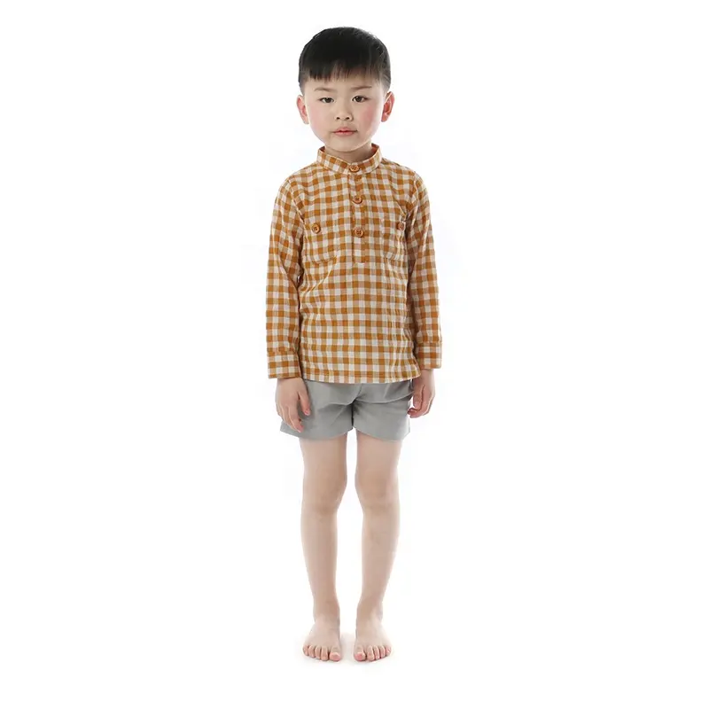 Fall hot sale kids clothes plaid shirt and jeans children boys clothing set gentleman boys outfit