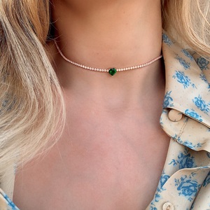 <span class=keywords><strong>Collana</strong></span> <span class=keywords><strong>Tennis</strong></span> con Catena Pavé di Zirconi 3mm con Ciondolo a <span class=keywords><strong>Cuore</strong></span> in Zirconi Colorati Arcobaleno Rosso <span class=keywords><strong>Verde</strong></span> Blu Bianco per Donna Ragazza - Product Image 2