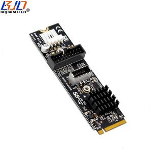 محول USB 3.0 19 سن + مقبس Type-E إلى NGFF <span class=keywords><strong>M</strong></span>.2 <span class=keywords><strong>M</strong></span>-Key NVME، بطاقة توسعة بسرعة 5 جيجابت في الثانية مع كابل طاقة SATA 15 سن - Product Image 2