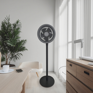 Petit ventilateur de circulation sur pied en plastique gris de 9 pouces, à moteur en aluminium haute vitesse, pratique pour la maison et l'extérieur (garage) H - Product Image 5