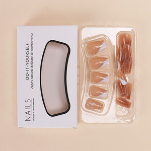 2023 nuevos diseños de Arte de moda borde blanco corto brillo Simple Ins estilo puntas terminado pegatinas de uñas falsas usables - Product Image 4