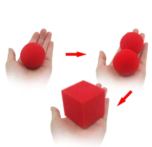Bolas de Esponja Rojas Súper Suaves para Trucos de Magia, Esponja que se Convierte en Cubo, Juguete de Esponja, Dos Bolas, Un Cubo - Product Image 5