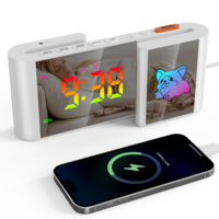 2026 Moderner Elektronischer S-förmiger Dual-Screen Digitaler Wecker Tischuhr Radio Dimmer Cartoon Nachtlicht für Zuhause
