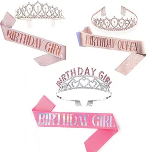 Diademas personalizadas para fiesta de cumpleaños, recuerdos de oro rosa, regalos de cumpleaños, Niña