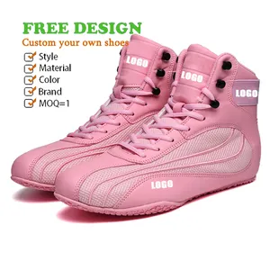 Make Your Own pink Boxing Shoes Minimum Order 1 Wrestling Shoes OEM Manufacturer Professional Training Wrestling Fighting Shoes
