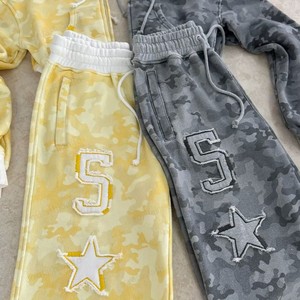 Hoodie 2 Mảnh Thể Thao Mặc Phụ Nữ Zip up Crop Áo Đặt Rửa Thêu Thư Mô Hình Camo Cộng Với Kích Thước Tracksuits Biểu Tượng Tùy Chỉnh - Product Image 2