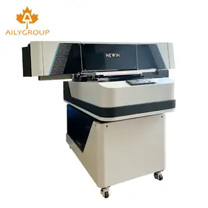 NEWIN 6040 Varnish Cylinder Height Adjustable And Cutter Price Flatbed Uv Printer With Rotary Bed With 3Pcs G5l Print Heads