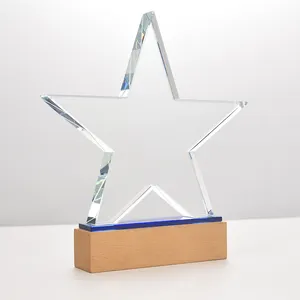 Hot Sell Trofeo Di Cristallo Star Shape K9 Crystal Glass Award Trofeeën Gepersonaliseerde Trofee Crystal Award