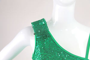 JW-vestido de espectáculo de ballet de jazz para niños y niñas, traje de lentejuelas brillantes de un hombro, falda de tutú, traje de baile - Product Image 3