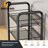 Chariot de rangement mobile à 3 niveaux en tôle sur mesure, avec étagères grillagées roulantes pour cuisine, salle de bain, chambre