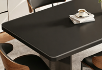 Italienischer Luxus-Esstisch mit Schwebendem Rechteckigem Design, Delifeng Schwarzer Acryl-Sinterstein-Tisch mit Vollständig Hängender Halterung