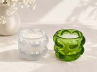 Bougie parfumée artisanale en cire de soja dans un bocal en verre coloré gaufré à bulles, parfum DESSERT, décoration de Noël pour la maison, style moderne
