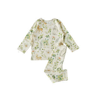 Winter New Born Printed Jersey Knit Fabric 100 Organic Cotton <strong>Pyjamas</strong> for Baby Girl Boy Cotton Baby Pajamas - Product Image 5