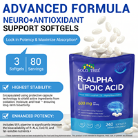 SOLOTREE OEM OBM Acide R-Alpha Lipoïque 600mg Antioxydant 240 Gélules Molles à Base d'Huile de Coco Personnalisé XEnergy Métabolisme & Vitalité Quotidienne