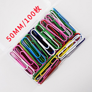 Colored Paper <b>Clips</b> 50Mm 100Pcs Boxed Office Supplies Plastic Coated Metal <b>Clips</b> For Documents And Papers - Product Image 1