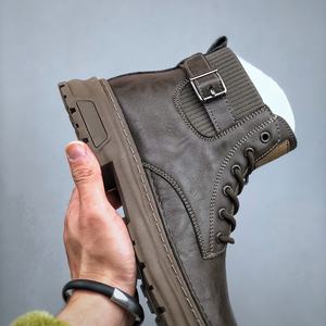 Modèle en cuir véritable, semelle épaisse en caoutchouc, style rétro, antidérapant, respirant, tige en tissu ultra fin, randonnée à la cheville, automne/hiver - Product Image 6