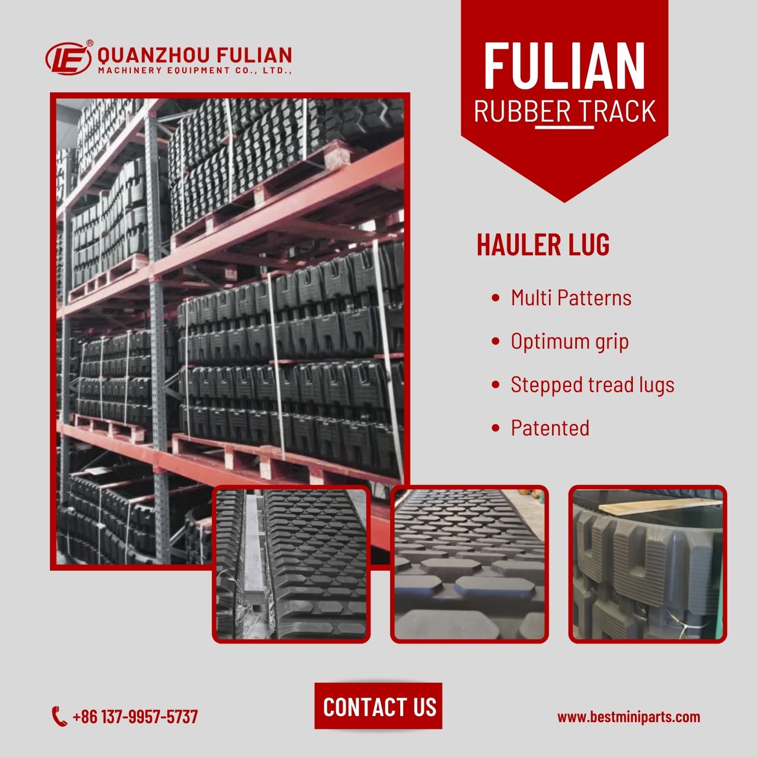 High Wear Resistant Mini Excavator Rubber Track Size 400x72