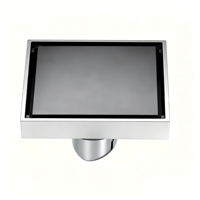 Siphon de sol carré en acier inoxydable 304, finition bronze brossé, avec insert invisible pour carrelage et couvercle amovible