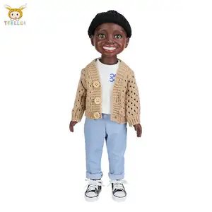 Black vinyl African American soft body moveable black 18inch jointed bjd doll for kids