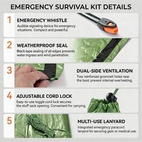 Sacs de couchage d'urgence portables en Mylar pour le camping en plein air avec sifflet