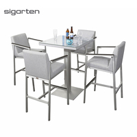 Ensemble de table et chaises de bar en aluminium et verre de style moderne Sigarten pour jardin, terrasse, restaurant en plein air