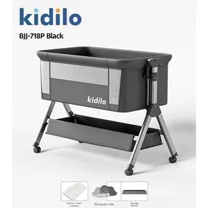 Kidilo Multifunctional Portable <strong>Baby</strong> Crib Metal <strong>Cradle</strong> Removable and Foldable for Newborns &amp; Splicing Into Large Bed - Product Image 6
