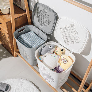 Grand panier à linge en plastique 45L 60L avec poignée de roue pour le rangement des vêtements sales à la maison ou à l'hôtel - Product Image 6