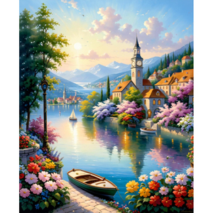 Pintura por Números DIY con Vista a un Río de Agua Dulce Natural, Ecológica, Moderna, sobre Lienzo Acrílico, Pintada a Mano con Pigmento Arida - Product Image 1